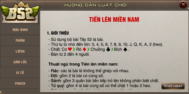 Quy tắc chặn bài hợp lệ trong tiến lên miền Nam